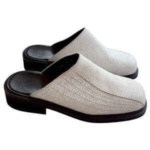 EUC MUSINA MMGL Leather Mules Ivory Crackle Size 7.5 - 8 Retail 220.00
